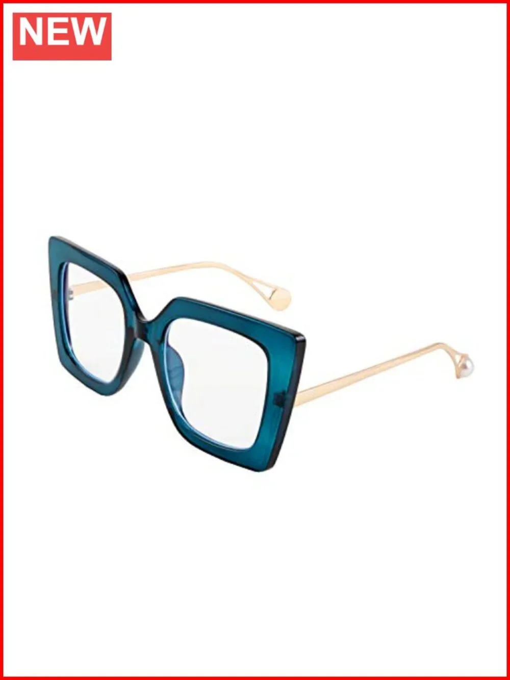 Blue Light Blocking Glasses Oversized Cat Eye Pearl Inlay Frame